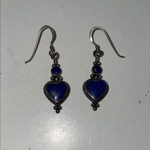 Blue Heart Drop Earrings